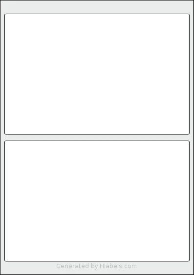 AALabels® AARZZ002 template with 2 rectangular 200 x 130 millimeter labels per sheet, on A4-size adhesive blank label sheets.
