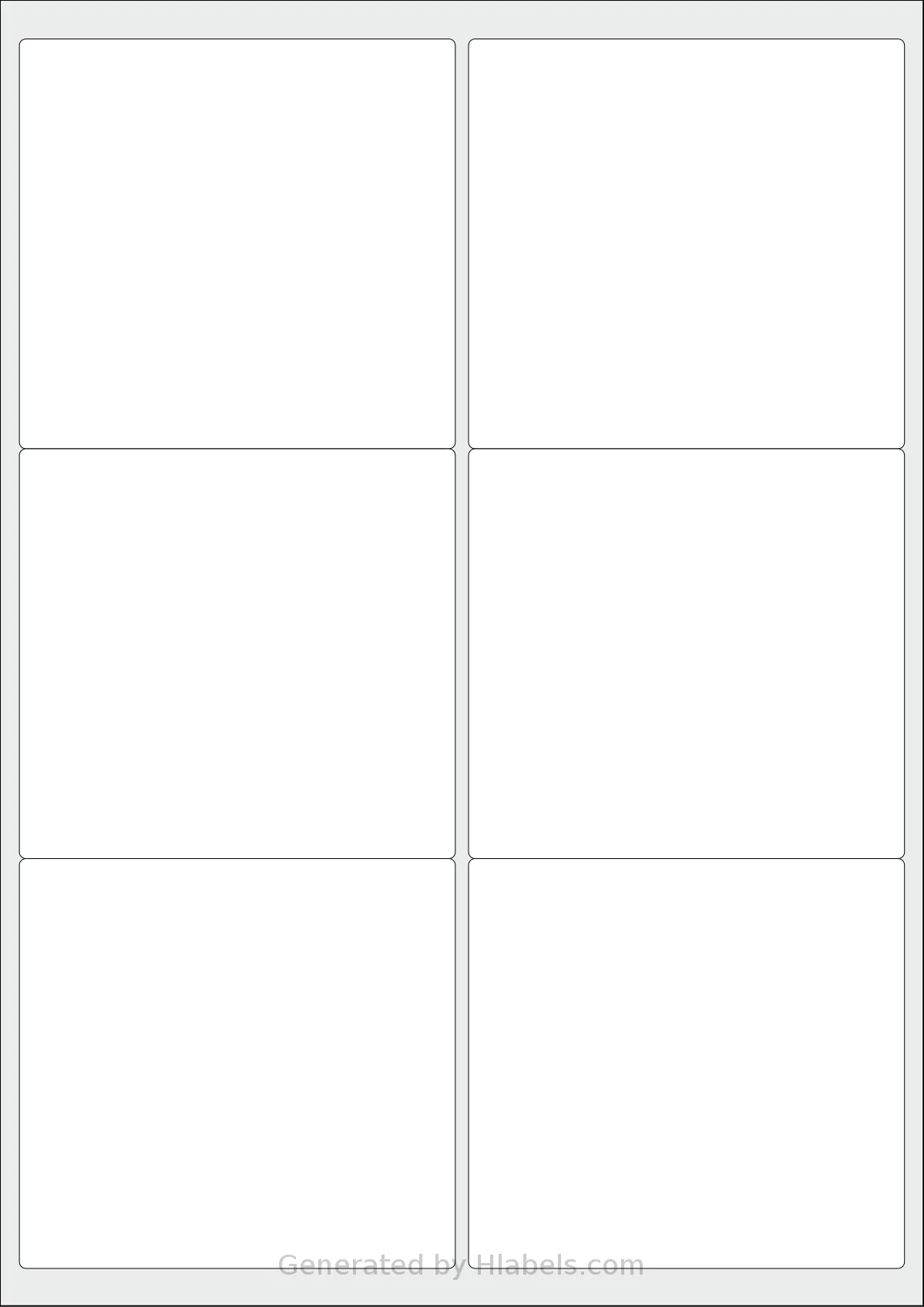 AALabels® AAS006 template with 6 rectangular 99.1 x 93.1 millimeter labels per sheet, on A4-size adhesive blank label sheets.