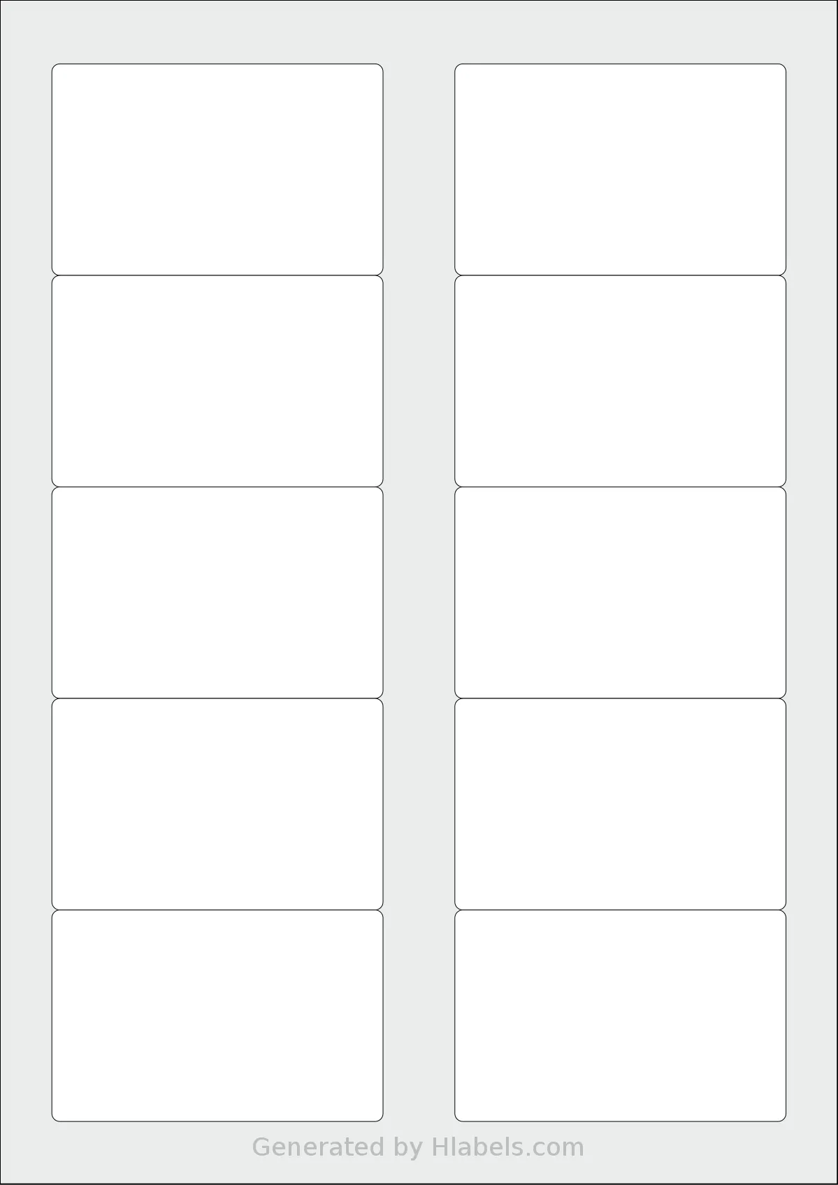 AALabels® AAS010 template with 10 rectangular 83 x 53 millimeter labels per sheet, on A4-size adhesive blank label sheets.