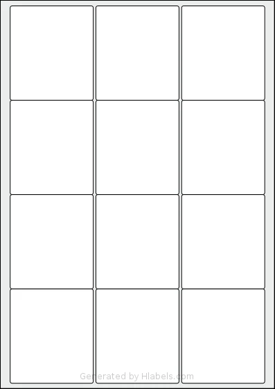 AALabels® AAS012 Template AALabels® AAS012 template with 12 rectangular 63.5 x 72 millimeter labels per sheet, on A4-size adhesive blank label sheets.