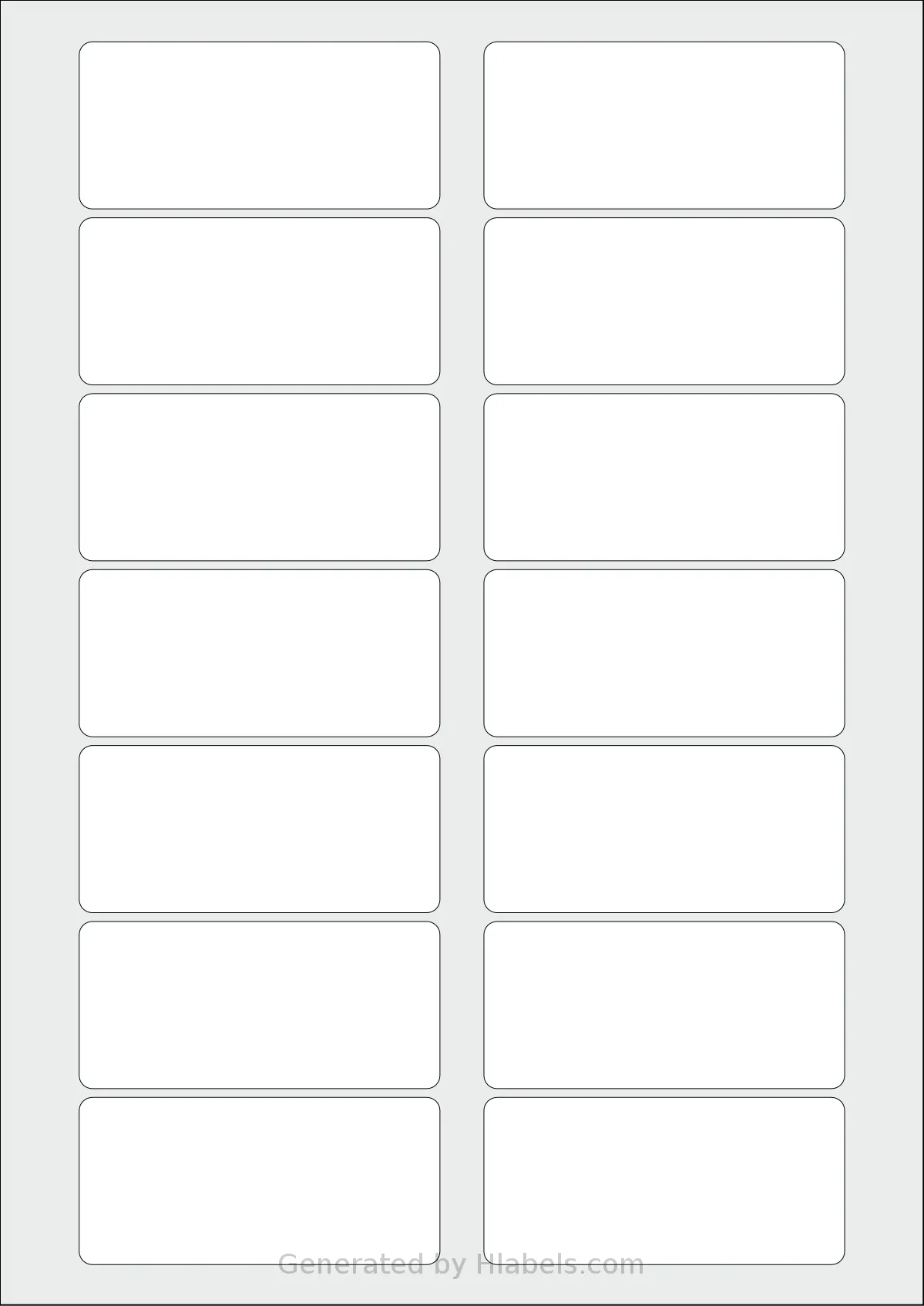 AALabels® AAS014 template with 14 rectangular 82 x 38 millimeter labels per sheet, on A4-size adhesive blank label sheets.