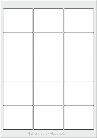 AALabels® AAS015 template with 15 rectangular 64 x 52 millimeter labels per sheet, on A4-size adhesive blank label sheets.