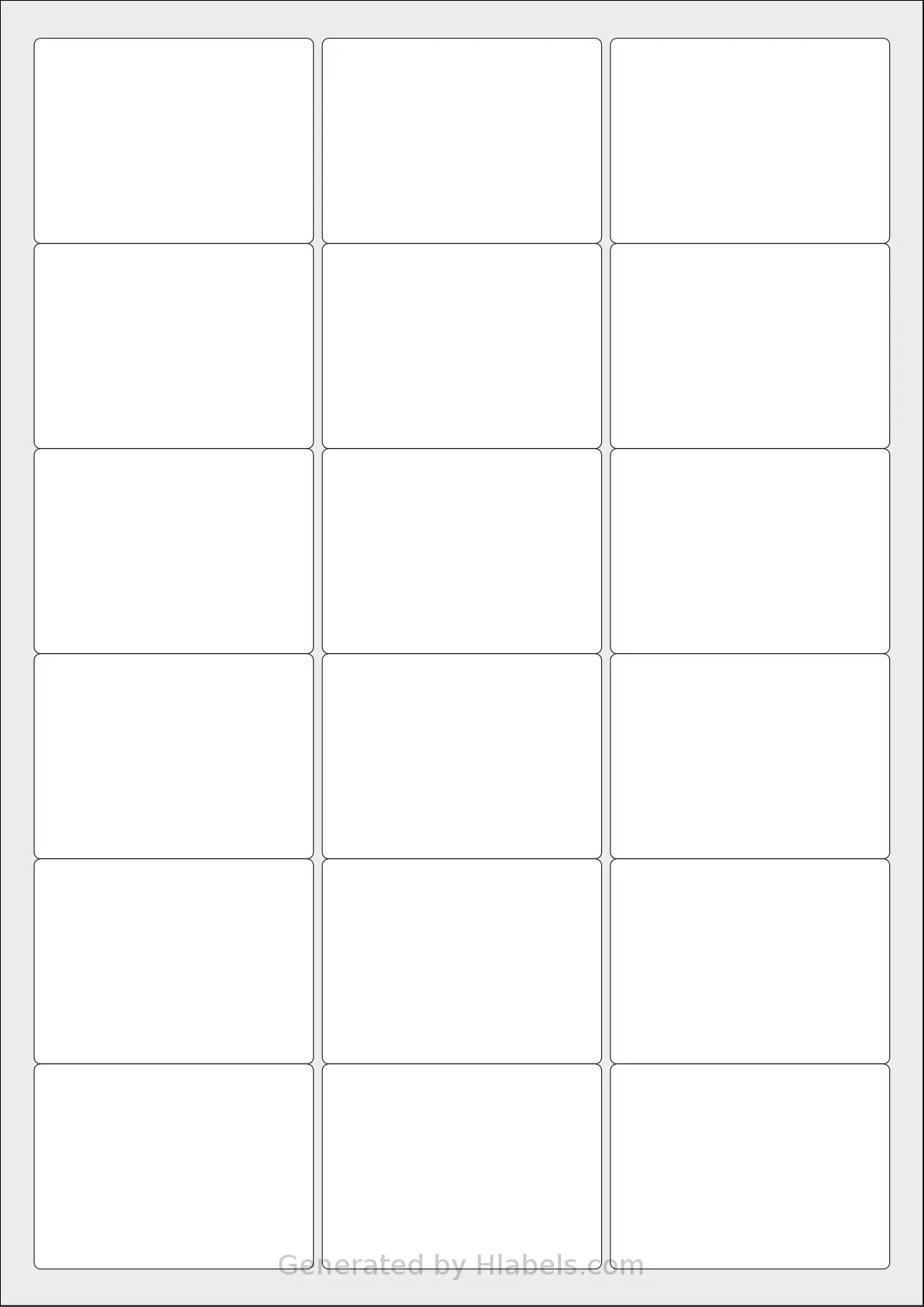 AALabels® AAS018 template with 18 rectangular 63.5 x 46.6 millimeter labels per sheet, on A4-size adhesive blank label sheets.