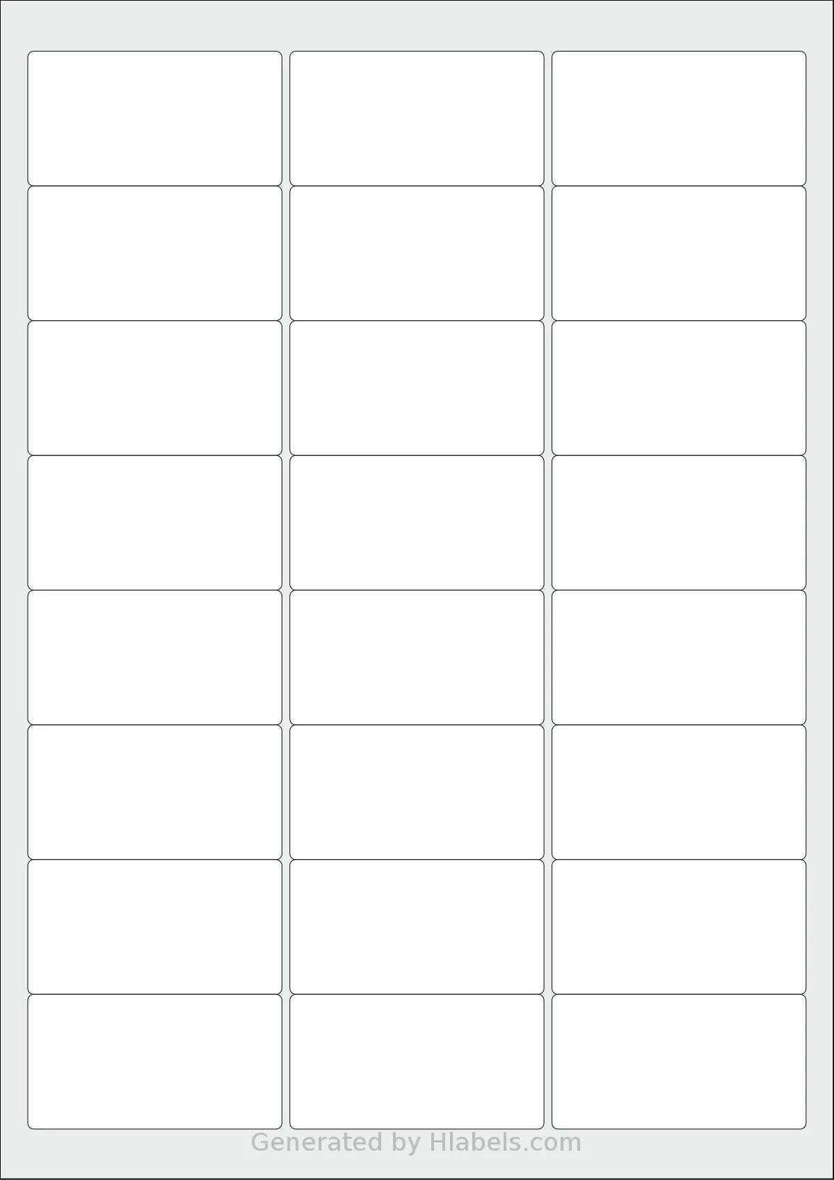 AALabels® AAS024 template with 24 rectangular 64 x 33.9 millimeter labels per sheet, on A4-size adhesive blank label sheets.