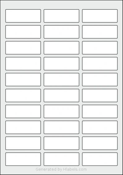 AALabels® AAS030 template with 30 rectangular 60 x 22 millimeter labels per sheet, on A4-size adhesive blank label sheets.