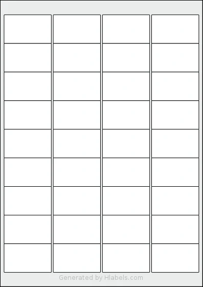 AALabels® AAS036 Template AALabels® AAS036 template with 36 rectangular 48.9 x 29.6 millimeter labels per sheet, on A4-size adhesive blank label sheets.
