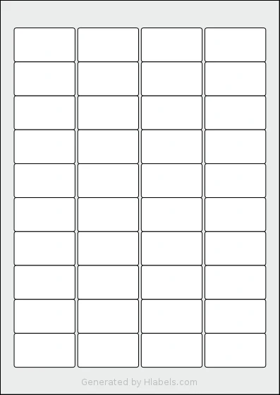 AALabels® AAS040 Template AALabels® AAS040 template with 40 rectangular 45.7 x 25.5 millimeter labels per sheet, on A4-size adhesive blank label sheets.