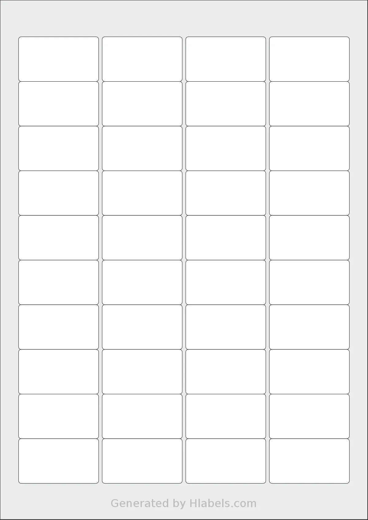 AALabels® AAS040 template with 40 rectangular 45.7 x 25.5 millimeter labels per sheet, on A4-size adhesive blank label sheets.