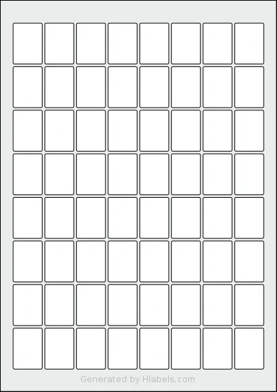 AALabels® AAS064 template with 64 rectangular 22 x 31 millimeter labels per sheet, on A4-size adhesive blank label sheets.