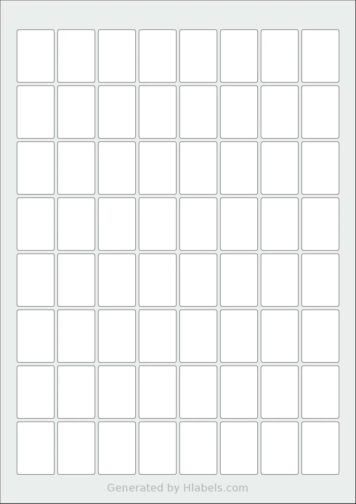 AALabels® AAS064 template with 64 rectangular 22 x 31 millimeter labels per sheet, on A4-size adhesive blank label sheets.