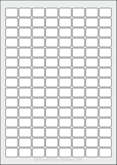 AALabels® AAS120 template with 120 rectangular 22 x 16 millimeter labels per sheet, on A4-size adhesive blank label sheets.