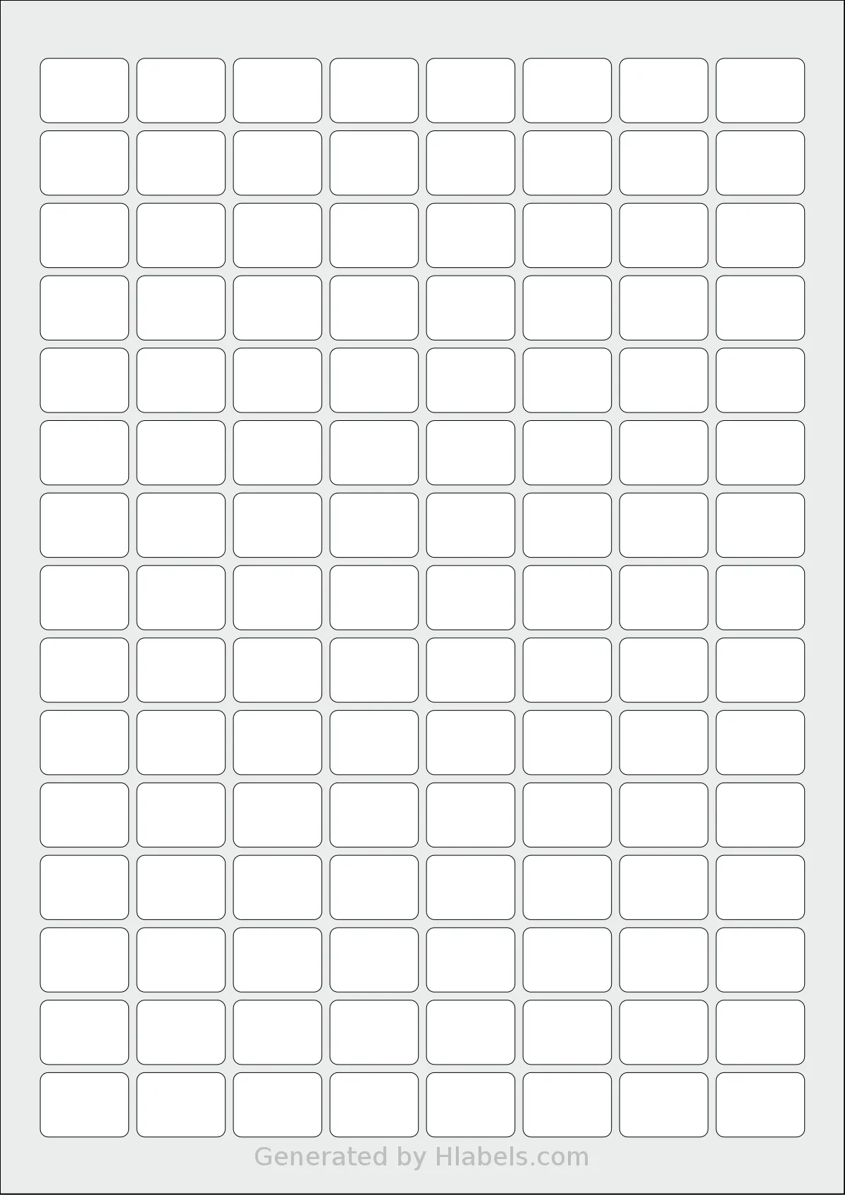 AALabels® AAS120 template with 120 rectangular 22 x 16 millimeter labels per sheet, on A4-size adhesive blank label sheets.