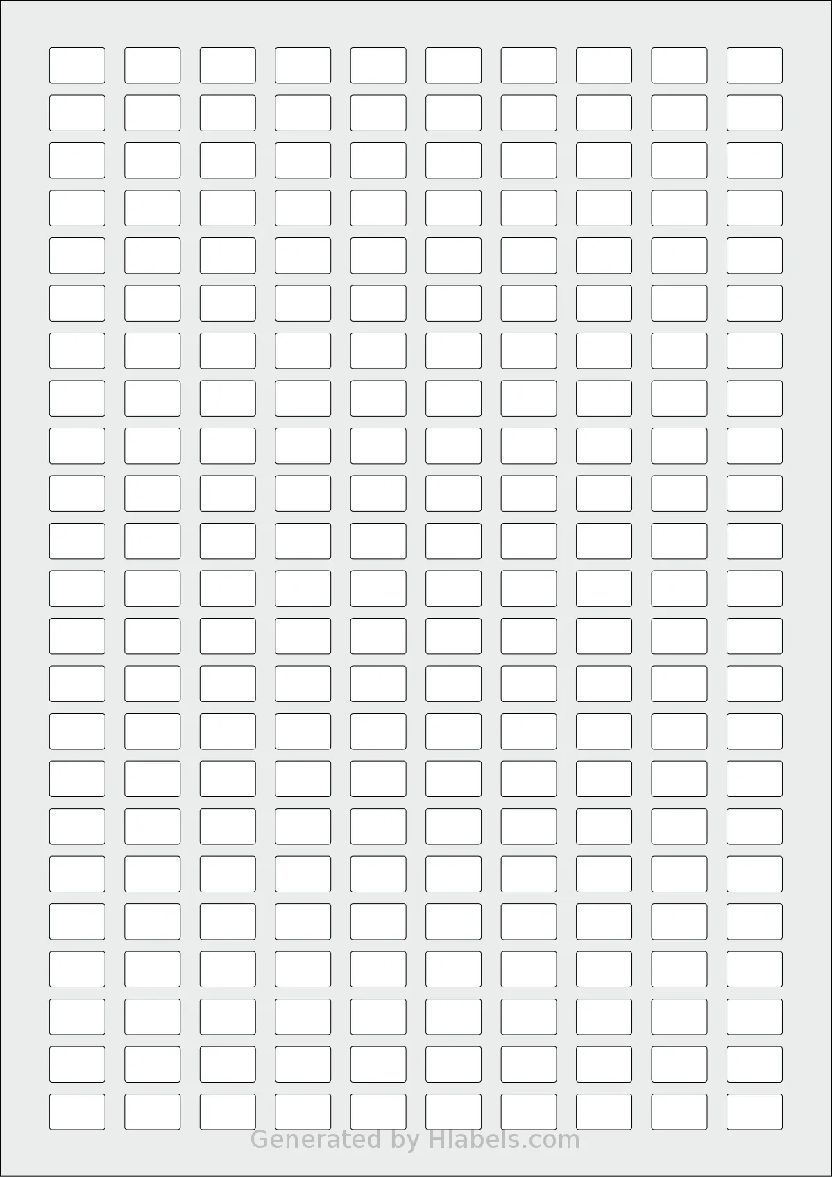 AALabels® AAS230 template with 230 rectangular 14 x 9 millimeter labels per sheet, on A4-size adhesive blank label sheets.