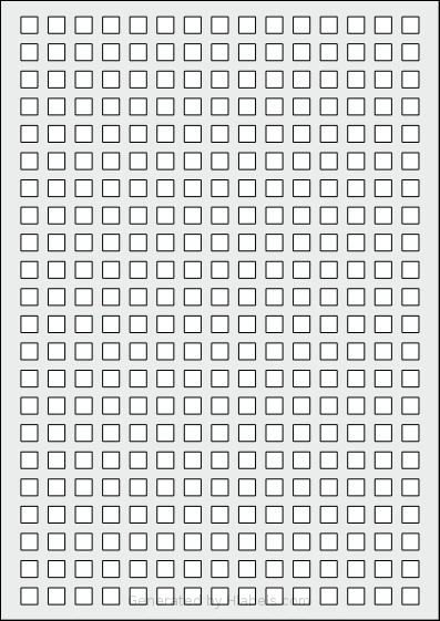 AALabels® AAS330 template with 330 square 8 x 8 millimeter labels per sheet, on A4-size adhesive blank label sheets.