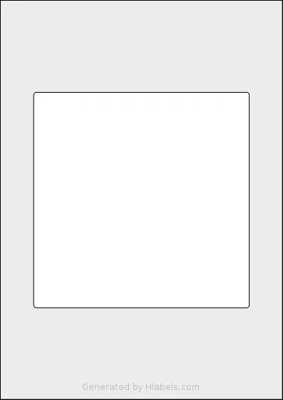 AALabels® AASA01 template with 1 square 160 x 160 millimeter labels per sheet, on A4-size adhesive blank label sheets.