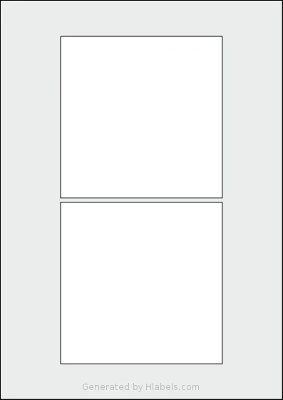 AALabels® AASD02 template with 2 square 120 x 120 millimeter labels per sheet, on A4-size adhesive blank label sheets.