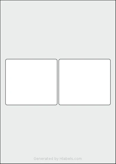 AALabels® AASE02 template with 2 rectangular 93.5 x 83 millimeter labels per sheet, on A4-size adhesive blank label sheets.