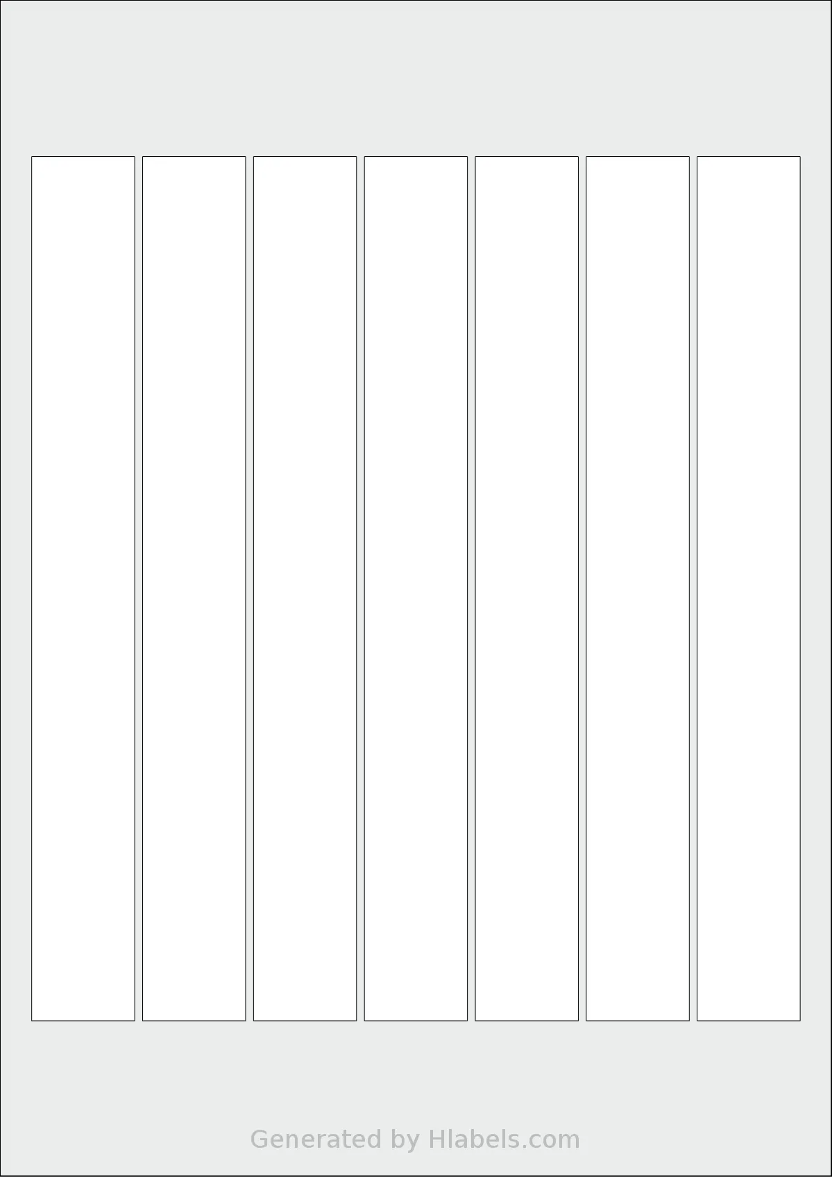 AALabels® AASM07 template with 7 rectangular 26 x 218 millimeter labels per sheet, on A4-size adhesive blank label sheets.