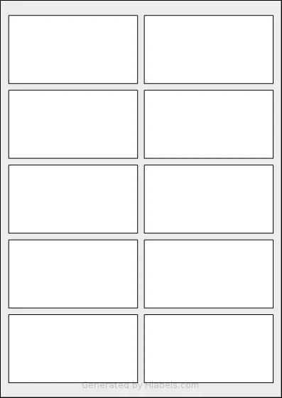AALabels® AASS10 template with 10 rectangular 96 x 50.8 millimeter labels per sheet, on A4-size adhesive blank label sheets.