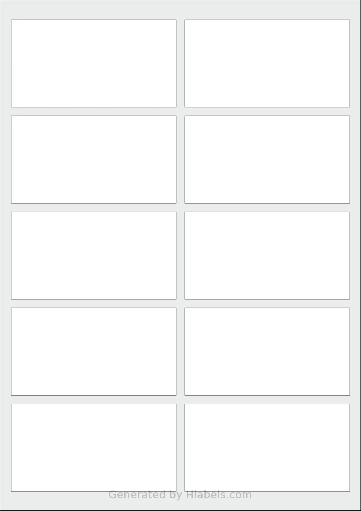 AALabels® AASS10 template with 10 rectangular 96 x 50.8 millimeter labels per sheet, on A4-size adhesive blank label sheets.