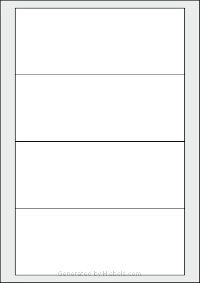 AALabels® AAT004 template with 4 rectangular 178 x 70 millimeter labels per sheet, on A4-size adhesive blank label sheets.