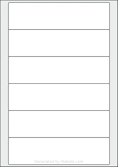 AALabels® AAT006 template with 6 rectangular 180 x 48 millimeter labels per sheet, on A4-size adhesive blank label sheets.