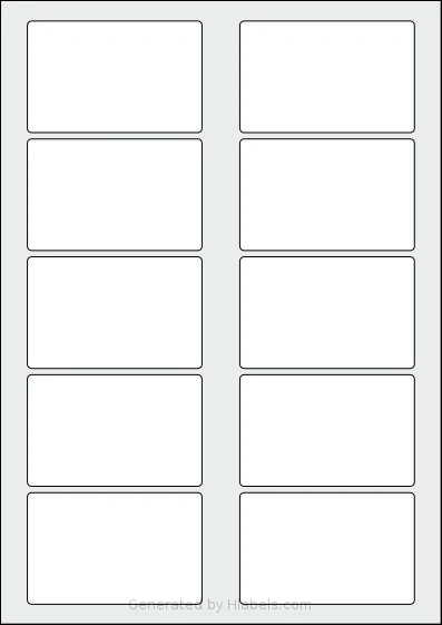 AALabels® AAT010 template with 10 rectangular 83 x 53 millimeter labels per sheet, on A4-size adhesive blank label sheets.