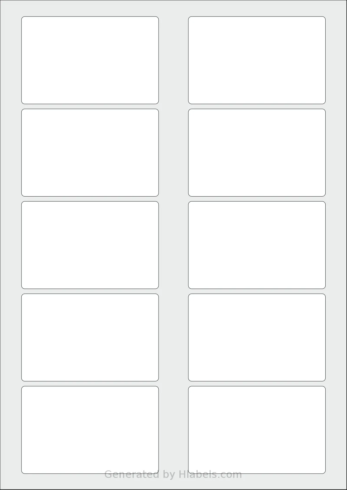 AALabels® AAT010 template with 10 rectangular 83 x 53 millimeter labels per sheet, on A4-size adhesive blank label sheets.