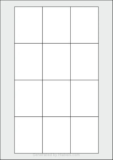 AALabels® AAT012 template with 12 rectangular 52 x 68 millimeter labels per sheet, on A4-size adhesive blank label sheets.