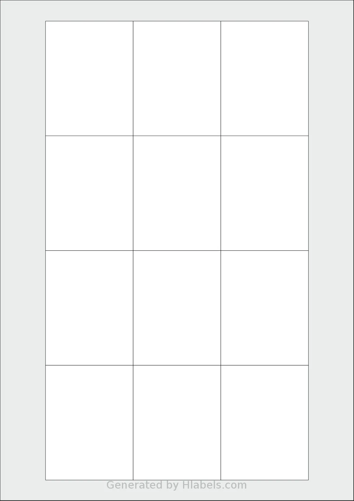 AALabels® AAT012 template with 12 rectangular 52 x 68 millimeter labels per sheet, on A4-size adhesive blank label sheets.