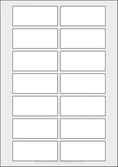 AALabels® AAT014 template with 14 rectangular 80 x 35 millimeter labels per sheet, on A4-size adhesive blank label sheets.