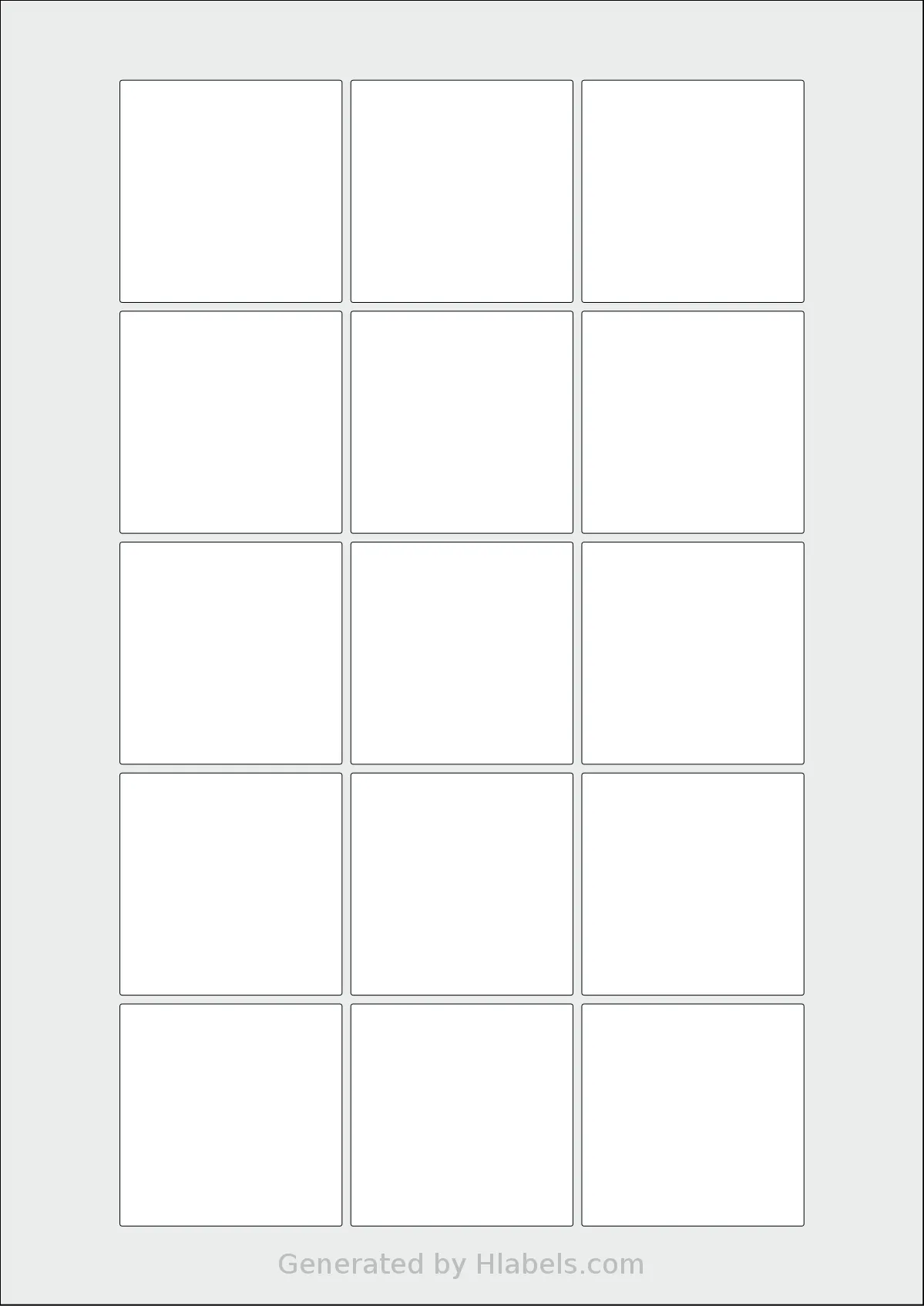 AALabels® AAT015 template with 15 square 50.5 x 50.5 millimeter labels per sheet, on A4-size adhesive blank label sheets.