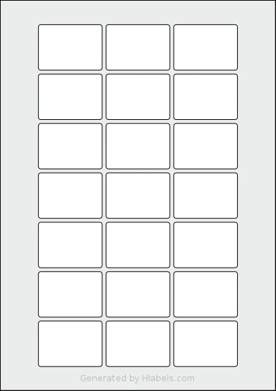 AALabels® AAT021 template with 21 rectangular 48.5 x 34.5 millimeter labels per sheet, on A4-size adhesive blank label sheets.