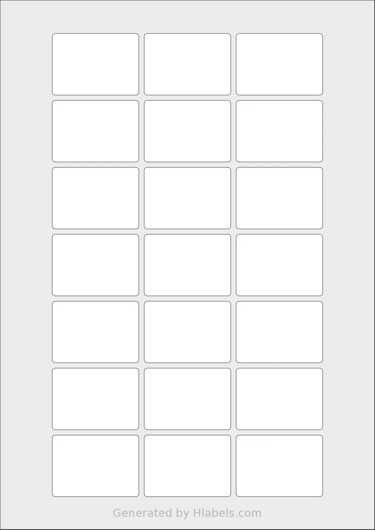 AALabels® AAT021 template with 21 rectangular 48.5 x 34.5 millimeter labels per sheet, on A4-size adhesive blank label sheets.