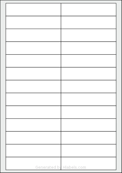 AALabels® AAT026 template with 26 rectangular 95 x 22 millimeter labels per sheet, on A4-size adhesive blank label sheets.