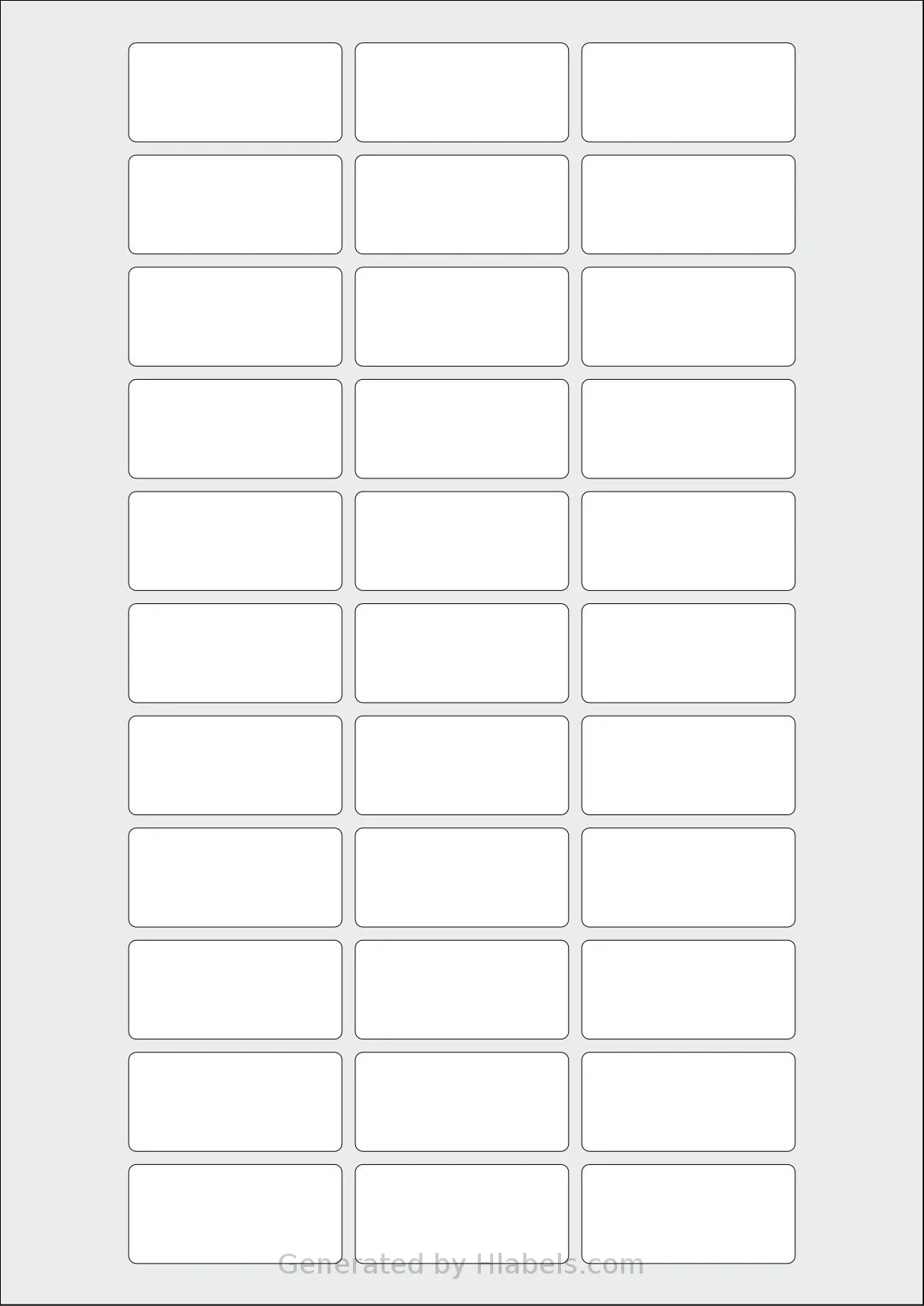 AALabels® AAT033 template with 33 rectangular 48.5 x 22.5 millimeter labels per sheet, on A4-size adhesive blank label sheets.