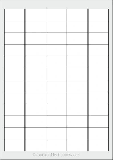 AALabels® AAT060 template with 60 rectangular 38 x 22 millimeter labels per sheet, on A4-size adhesive blank label sheets.