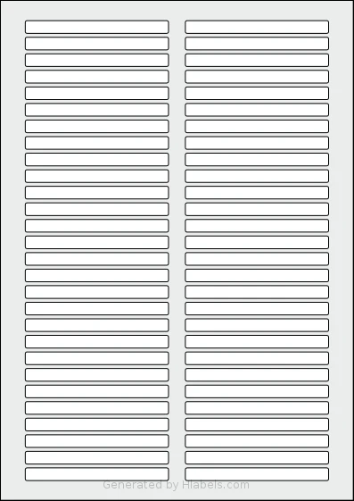AALabels® AATA56 template with 56 rectangular 85 x 7.5 millimeter labels per sheet, on A4-size adhesive blank label sheets.