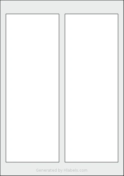 AALabels® AATT02 template with 2 rectangular 90 x 250 millimeter labels per sheet, on A4-size adhesive blank label sheets.