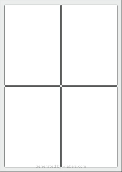 AALabels® AATT04 template with 4 rectangular 96 x 139 millimeter labels per sheet, on A4-size adhesive blank label sheets.
