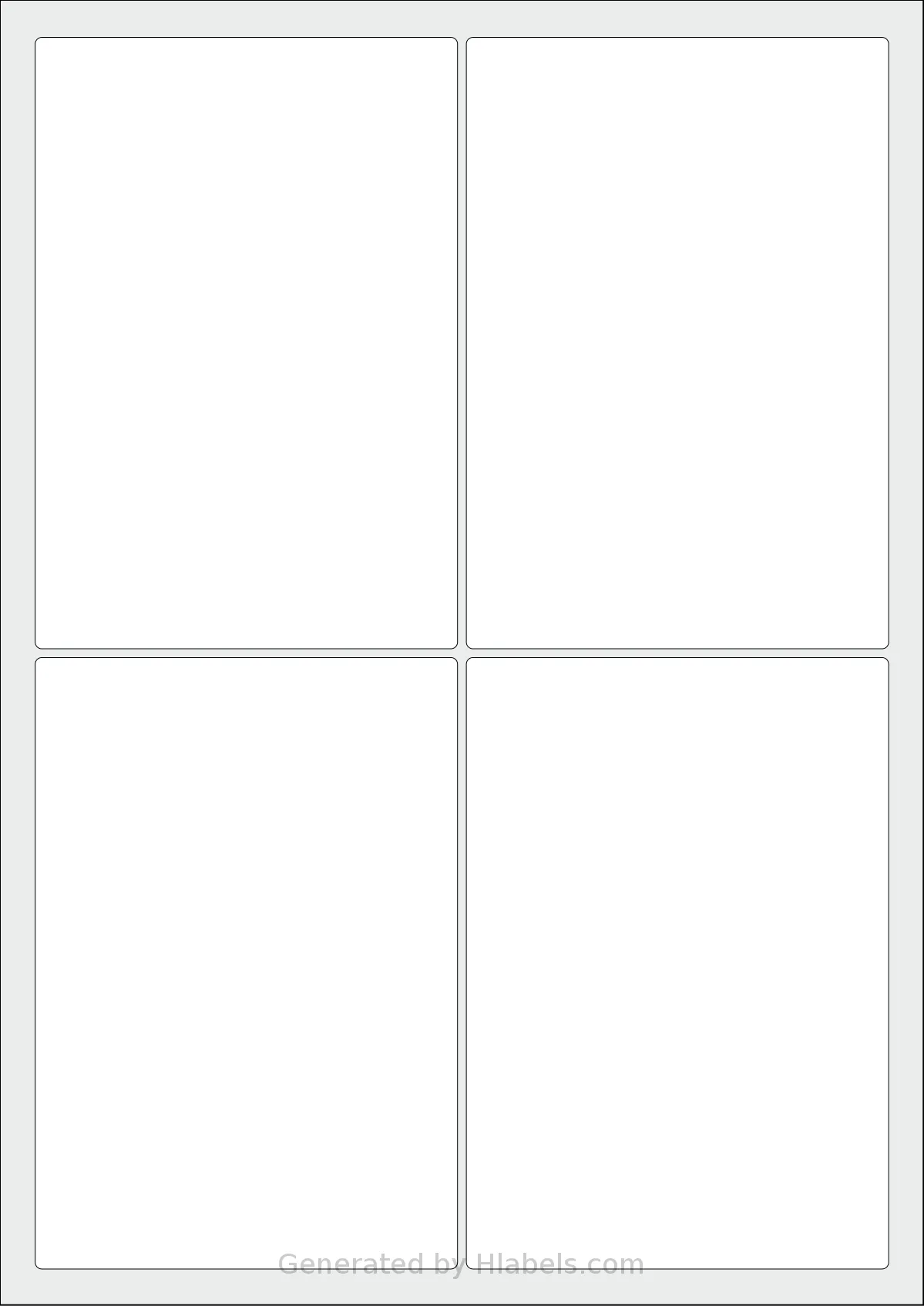 AALabels® AATT04 template with 4 rectangular 96 x 139 millimeter labels per sheet, on A4-size adhesive blank label sheets.