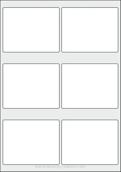 AALabels® AATT06 template with 6 rectangular 98 x 77 millimeter labels per sheet, on A4-size adhesive blank label sheets.