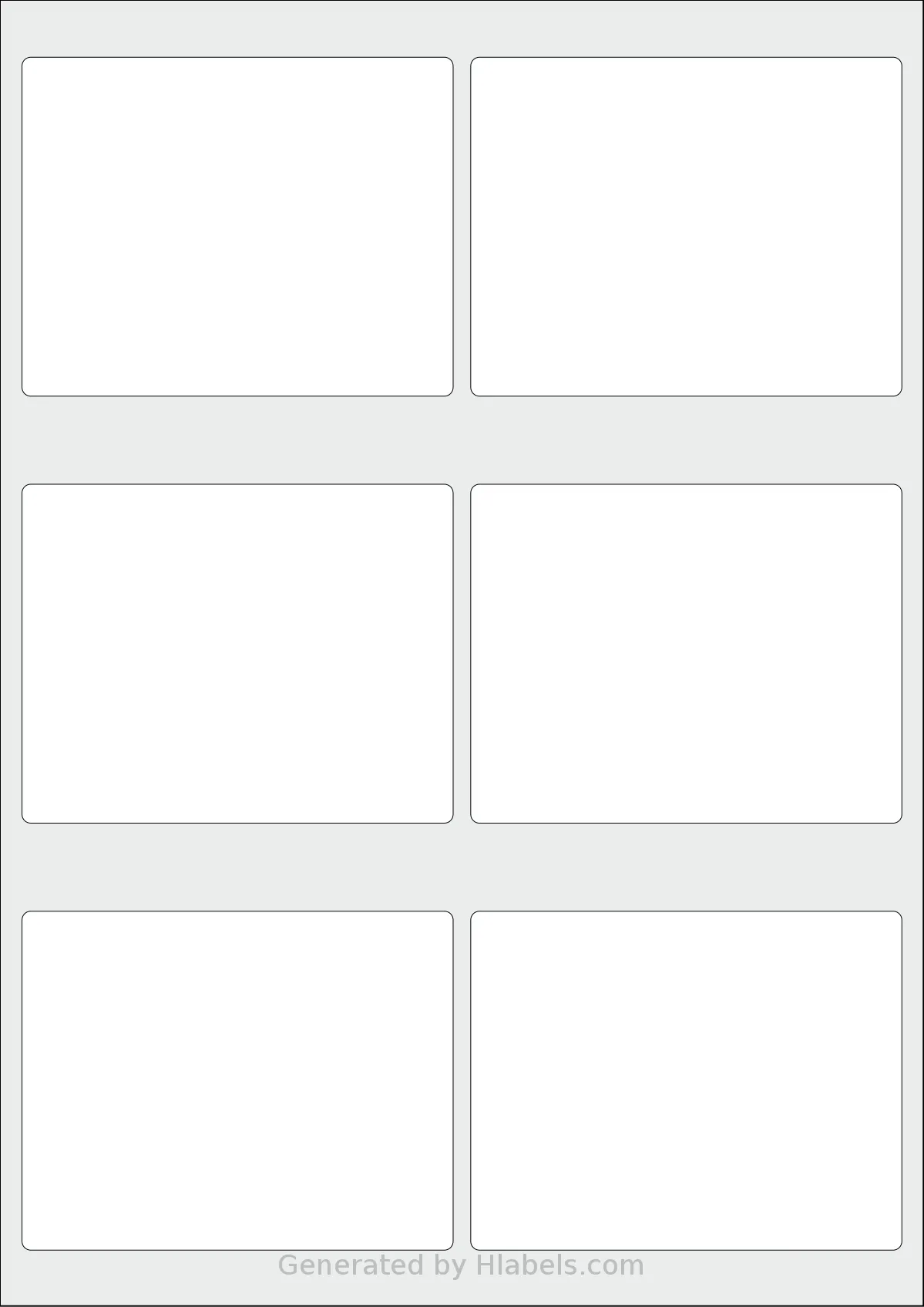 AALabels® AATT06 template with 6 rectangular 98 x 77 millimeter labels per sheet, on A4-size adhesive blank label sheets.