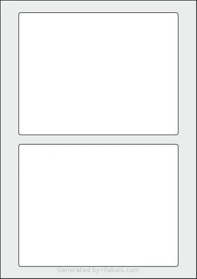 AALabels® AAU002 template with 2 rectangular 170 x 130 millimeter labels per sheet, on A4-size adhesive blank label sheets.