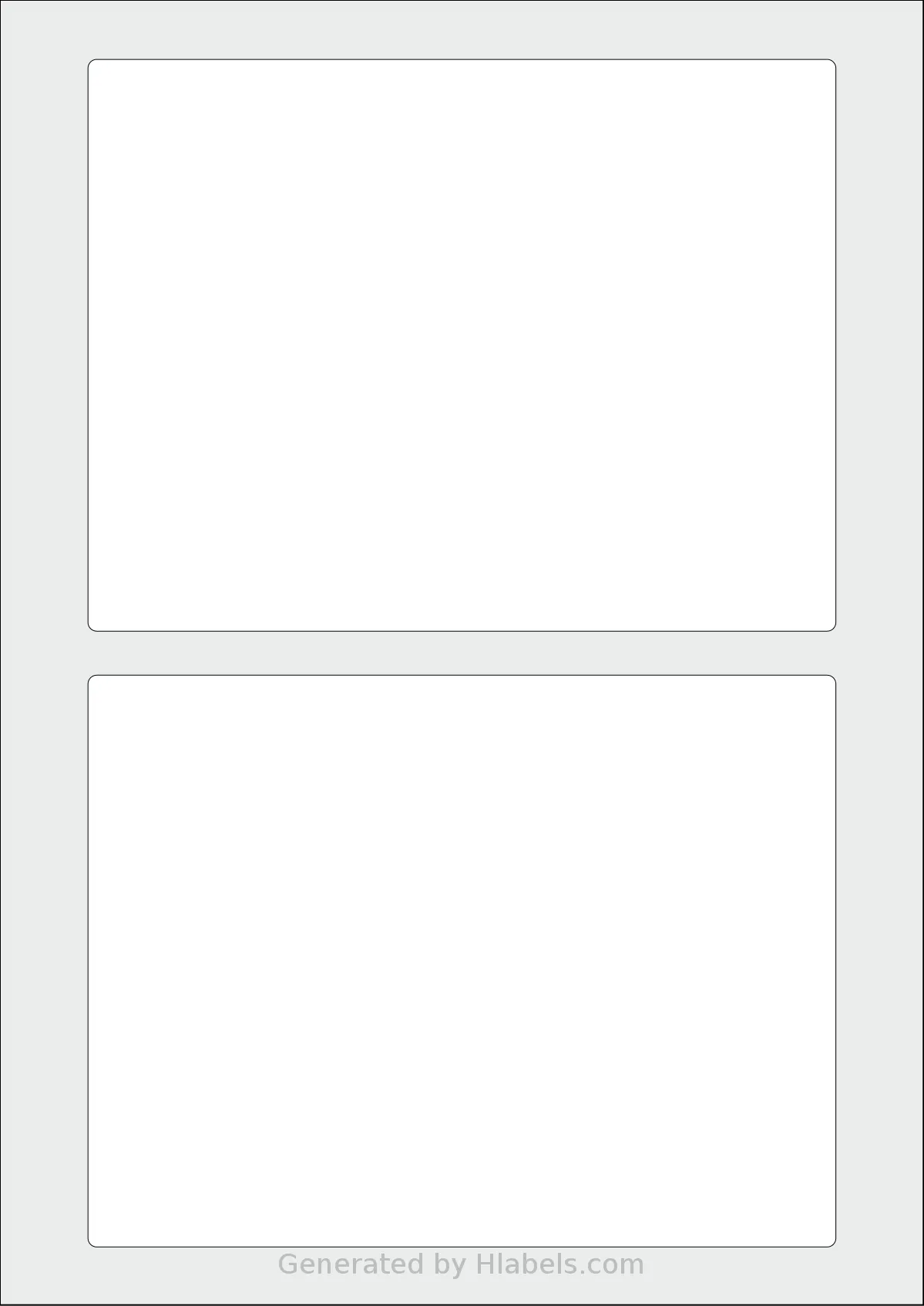AALabels® AAU002 template with 2 rectangular 170 x 130 millimeter labels per sheet, on A4-size adhesive blank label sheets.