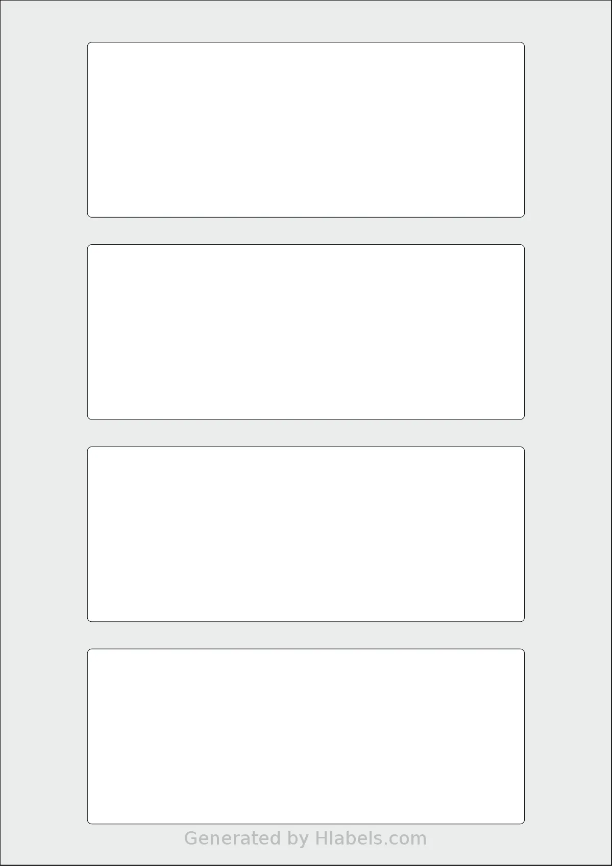 AALabels® AAU004 template with 4 rectangular 150 x 60 millimeter labels per sheet, on A4-size adhesive blank label sheets.