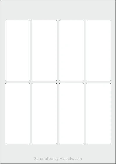 AALabels® AAU008 template with 8 rectangular 45 x 110 millimeter labels per sheet, on A4-size adhesive blank label sheets.