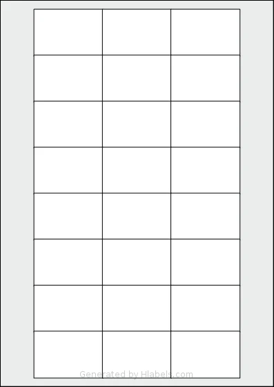 AALabels® AAU024 template with 24 rectangular 53 x 36 millimeter labels per sheet, on A4-size adhesive blank label sheets.