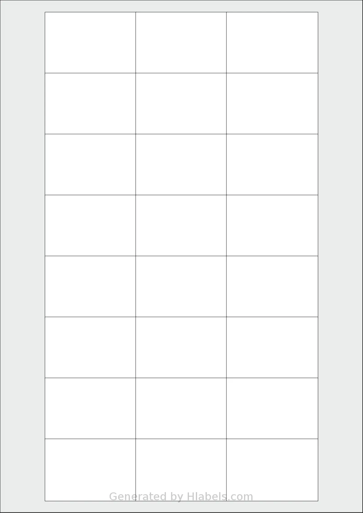 AALabels® AAU024 template with 24 rectangular 53 x 36 millimeter labels per sheet, on A4-size adhesive blank label sheets.