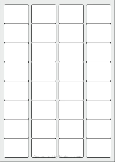 AALabels® AAU032 template with 32 rectangular 45 x 35 millimeter labels per sheet, on A4-size adhesive blank label sheets.